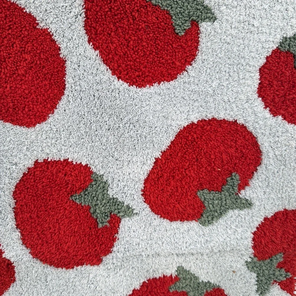 Rachel Ashwell Bathroom Mat 21x31 Blue Red Tomatoes Cottage Shabby Chic Rug